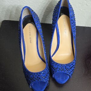 Gianni Bini Blue Studded Peep Toe Heels Size 8